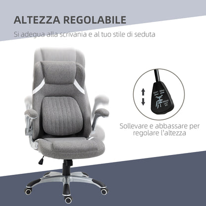 Breathable Fabric and Steel Reclining Office Chair with Adjustable Height, 68x76x109-117 cm
