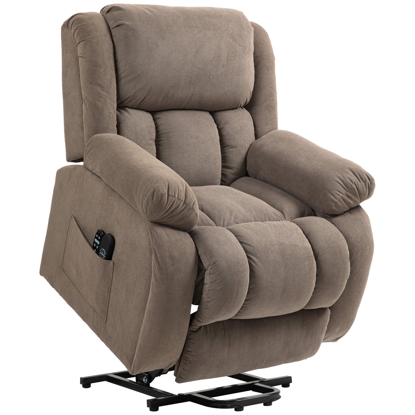 Lift Massage Reclining Chair with 2 Pockets and Remote Control, 93x104x105 cm, Light Brown