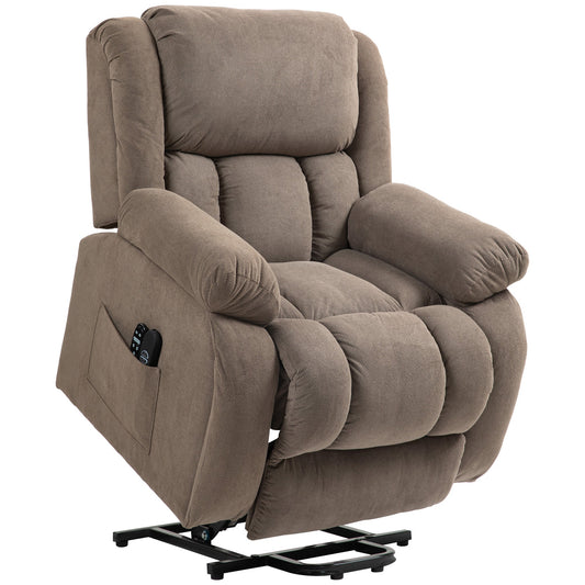Lift Massage Reclining Chair with 2 Pockets and Remote Control, 93x104x105 cm, Light Brown