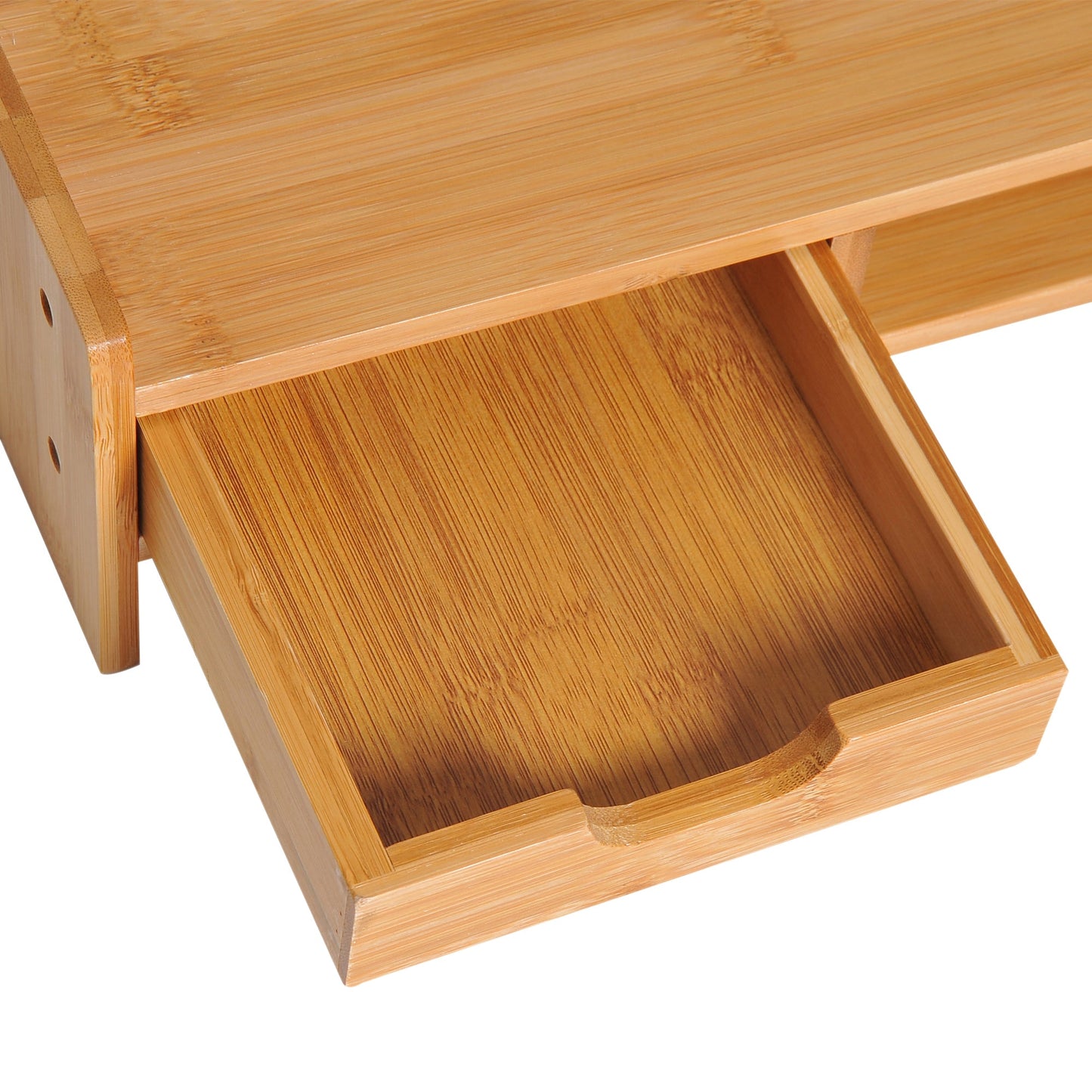 Bamboo Monitor Stand with Mouse and Keyboard Space and Storage Cube Shelf, 49x25.5x11.5 cm