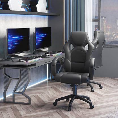 Height Adjustable Gaming Chair, Office Chair with Rocking Function, Swivel and Reclining, 71x61x108-118 cm, Black