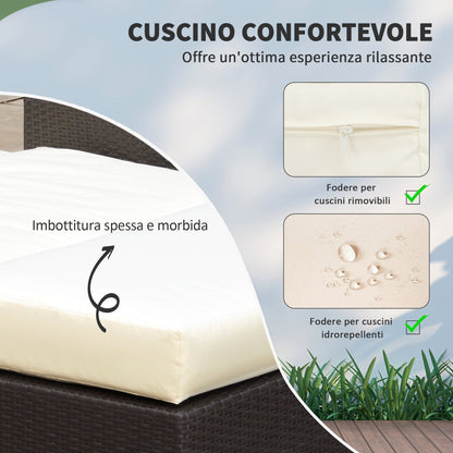 Modular Garden Sofa with Bench, Brown Rattan Garden Furniture, Space-Saving 2-Piece Set