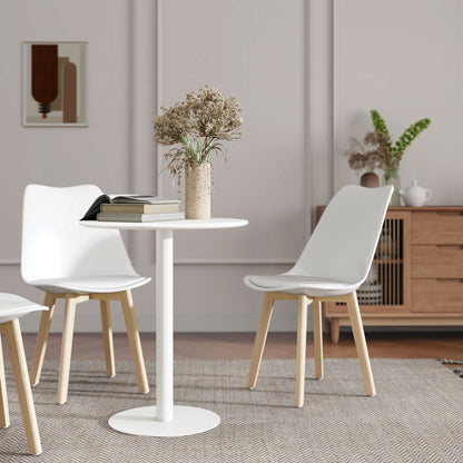 Round Kitchen Table for 2 People with a Modern Design in Steel, Ø60x72 cm, White