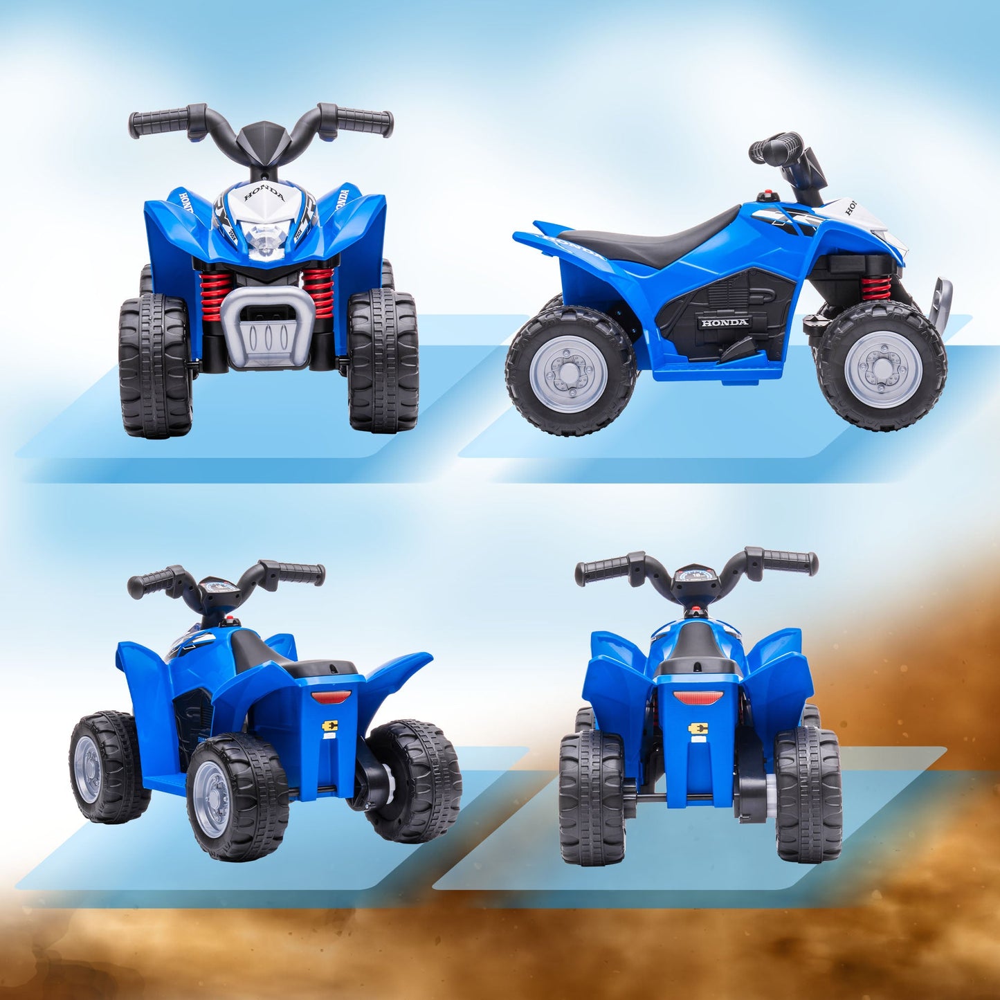 Electric Quad Bike for Children 18-36 Months with LED Lights, Horn and Pedals, 65.5x38.5x43.5 cm, Blue