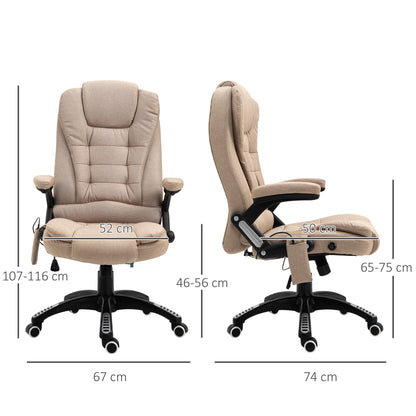 Height Adjustable Massage Office Chair, 6 Massage Points and Heating, Beige