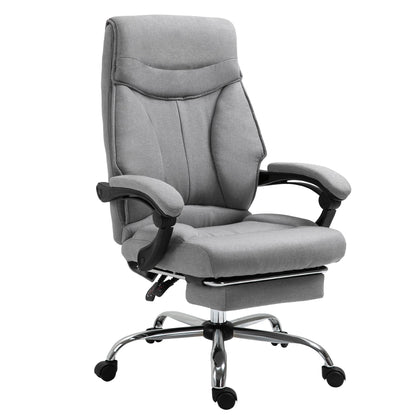 Ergonomic Swivel Office Chair, Desk Chair with Wheels, Retractable Footrest and 135° Reclining, Adjustable Height, Grey