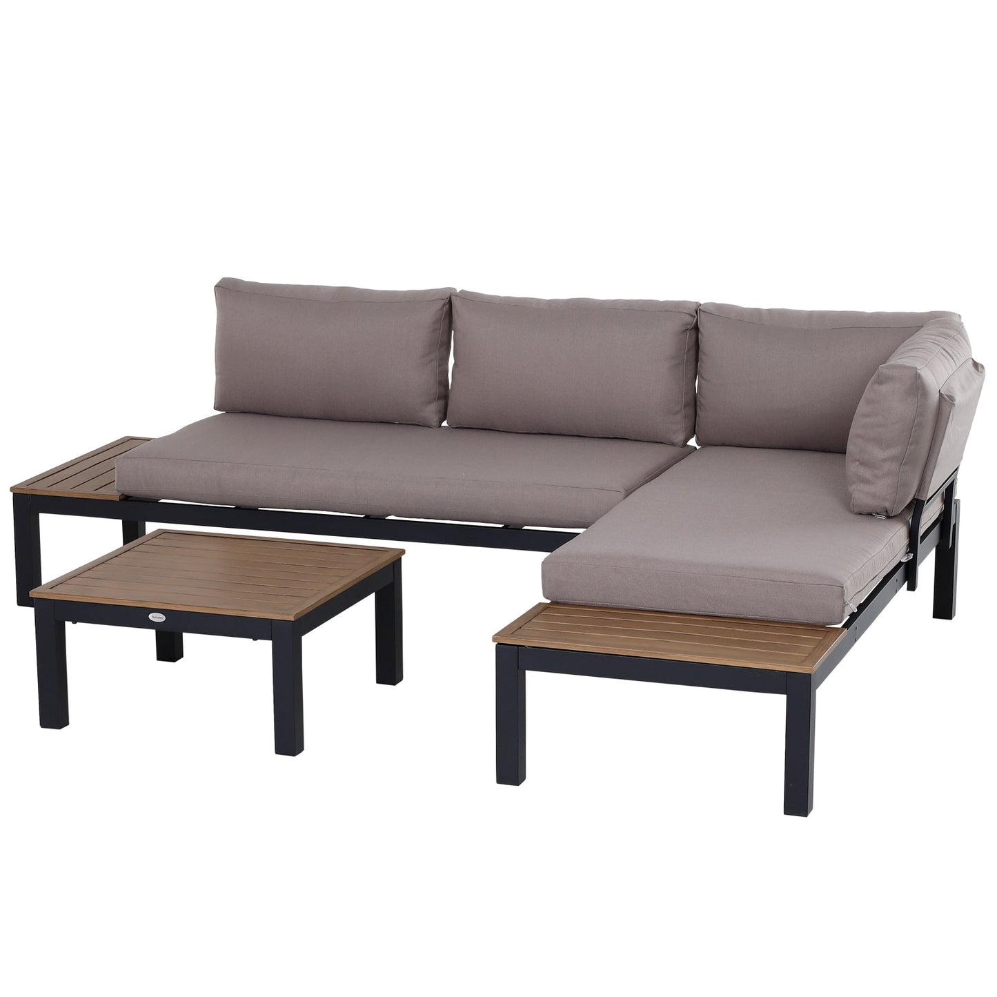 VANI | 3 Piece Garden Set, 2 2-Seater Sofas and 1 Coffee Table, Aluminum, Grey