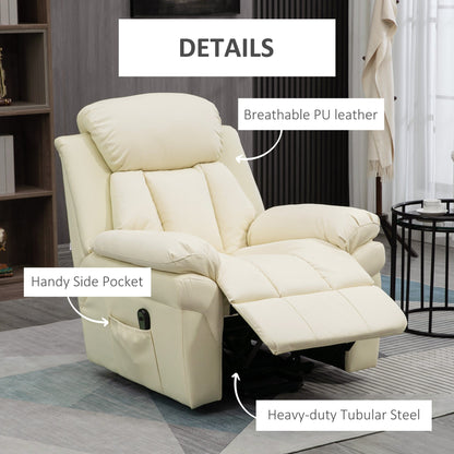 Electric Lift Recliner Chair with Thick Padding and Remote Control, 96x93x105cm, Cream