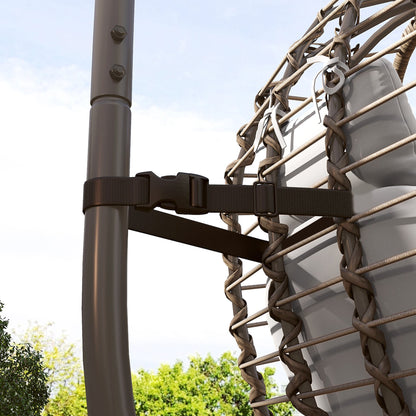 Rattan Hanging Egg Chair with Cushion and Headrest, Adjustable Height and Foldable Seat, Grey