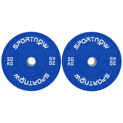 20kg Weight Plates Set 20kg Rubber with 2"/5cm Hole for Dumbbells and Barbells, Blue
