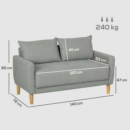 2 Seater Velvet Sofa with Lower Storage Compartment and Cushions, 140x72x82 cm, Grey