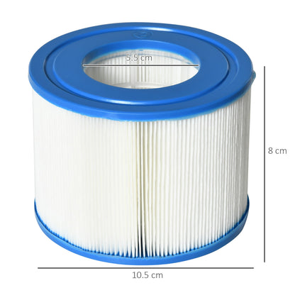 Set of 6 Filters for Inflatable Pools and Spas in Non-Woven Fabric, Ø10.5x8cm, Blue and White