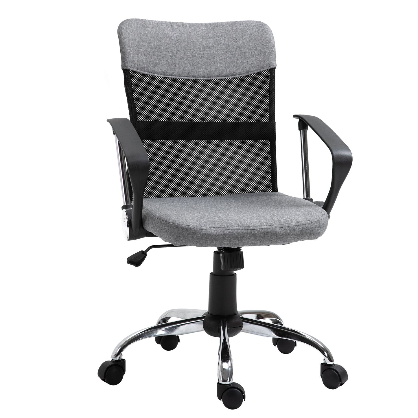 Grey Fabric Office Chair, Ergonomic Swivel Desk Chair, 60 x 66 x 91-101cm