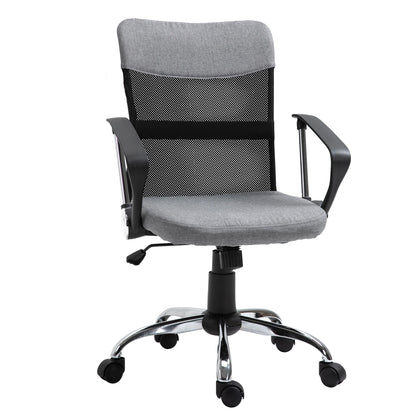 Grey Fabric Office Chair, Ergonomic Swivel Desk Chair, 60 x 66 x 91-101cm