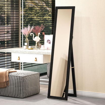 Wall and Freestanding Mirror with MDF Frame for Entrance, Living Room and Bedroom, Black