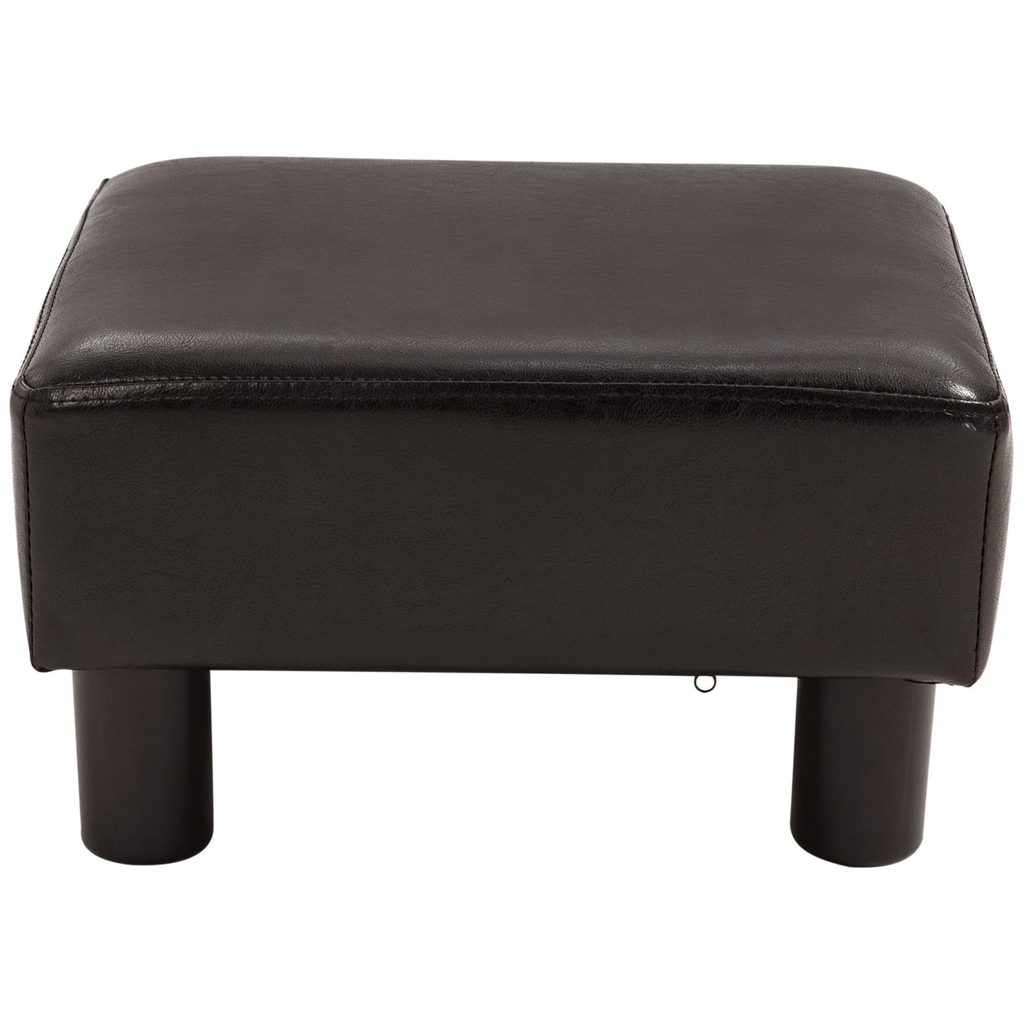 Rectangular Padded Footstool Pouf in Faux Leather, 40x30x24 cm, Brown