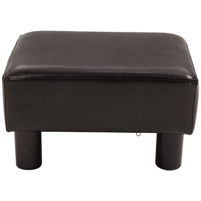 Rectangular Padded Footstool Pouf in Faux Leather, 40x30x24 cm, Brown