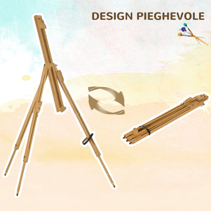 Space-Saving Beech Wood Painting Easel with Adjustable Height and Angle, 93x84x183 cm