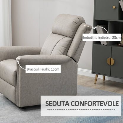 Manual Reclining Chair 135° with Footrest, Headrest and Padded Armrests, 78x96x102 cm, Grey