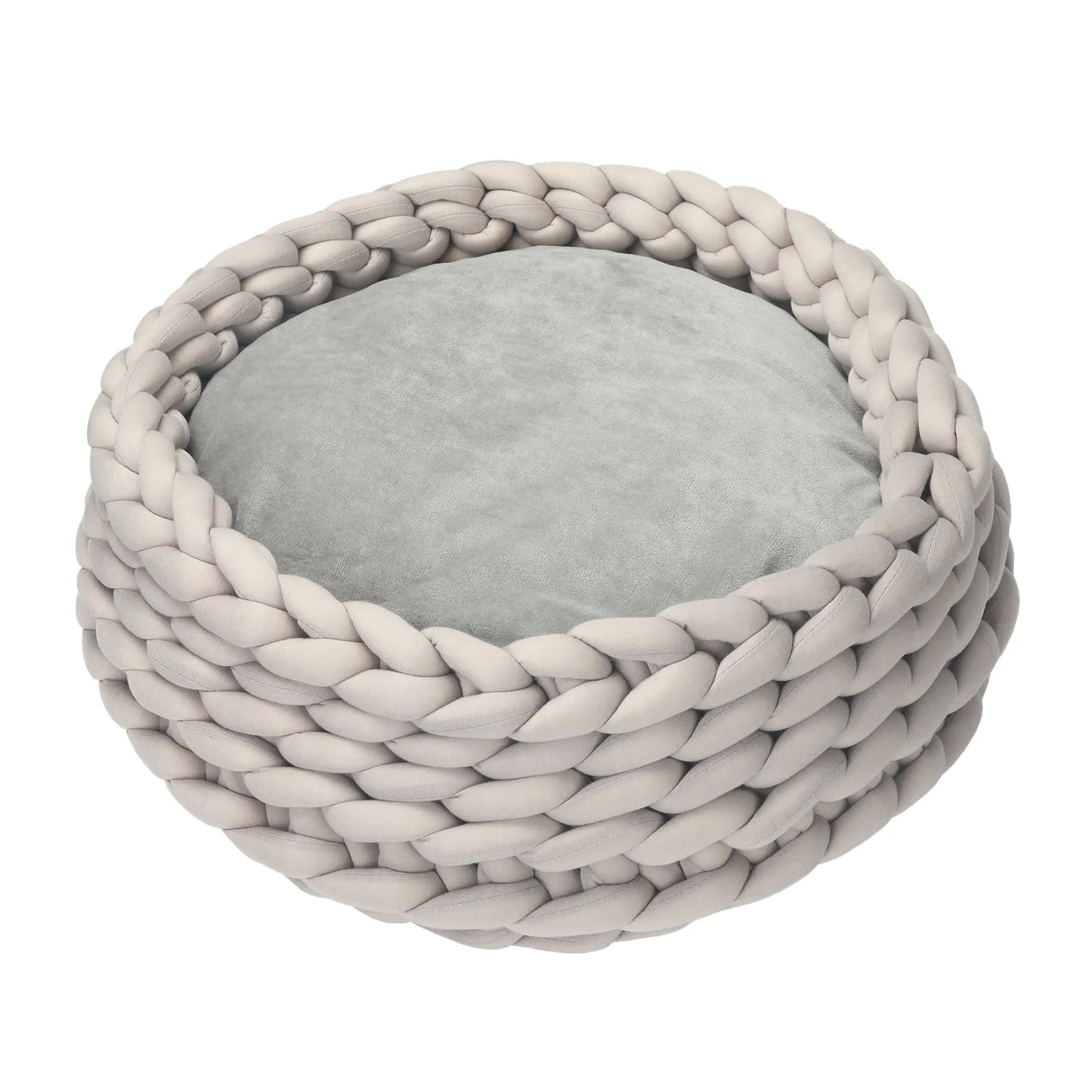COZZY | Round Raised Washable Dog and Cat Bed in PP Cotton, Padded Cushion, Φ50x19cm, Grey