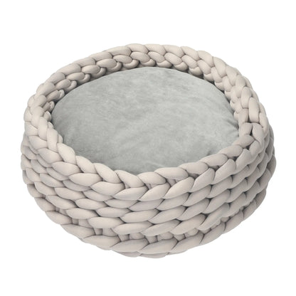 COZZY | Round Raised Washable Dog and Cat Bed in PP Cotton, Padded Cushion, Φ50x19cm, Grey