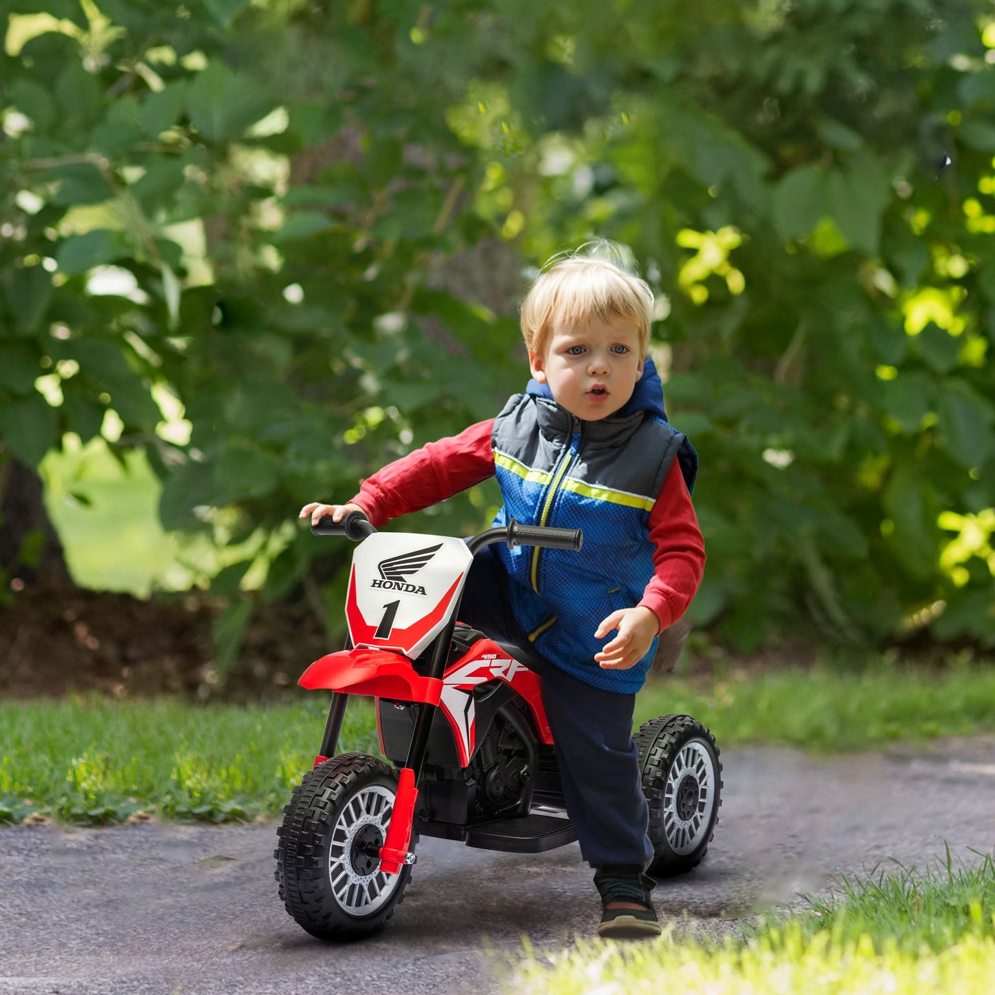 Licensed Honda CRF450RL 3-Wheeled Electric Motorcycle for Kids, Ages 18-36 Months, Red