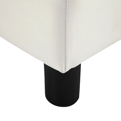 Rectangular Footstool Padded and Covered in White Faux Leather, for Living Room and Entrance, 40x30x24 cm