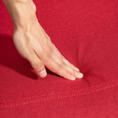 Reclining Relax Chair with Footrest in Linen Effect Fabric, 69x85x100 cm, Red