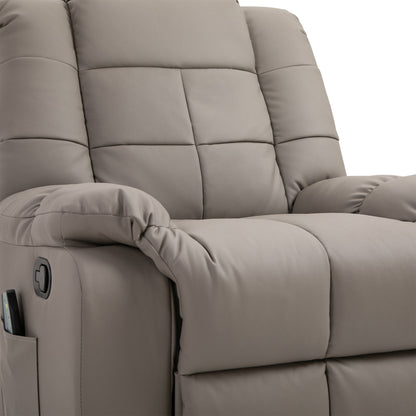 Relax Armchair with 8 Massage Points and 165° Reclining in Faux Leather, Grey
