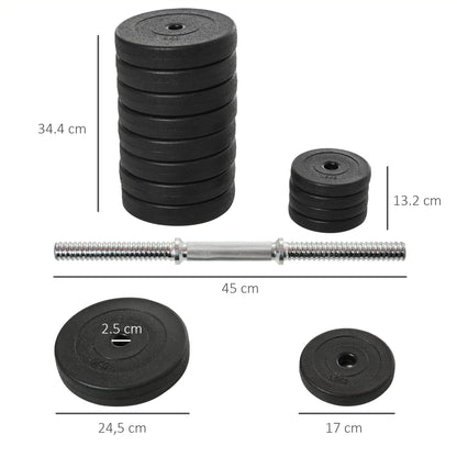 50kg Dumbbell Set (8x5kg, 4x1.5kg), Gym Weights with 12 Discs of 1.5kg, 5kg, 25mm, for Home Training