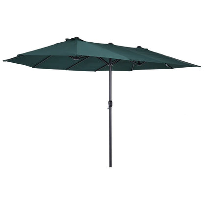 Double Garden Umbrella with Crank Opening, in Steel and Polyester, 455x265x238cm, Dark Green