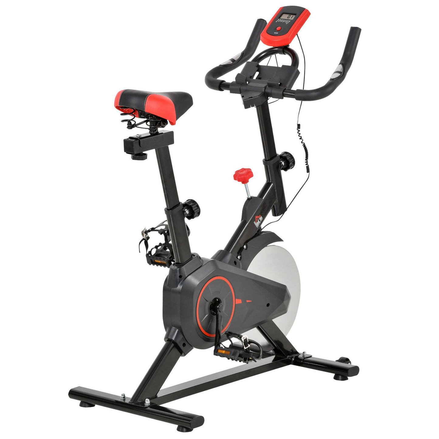 Professional Indoor Exercise Bike with Adjustable Seat, Monitor and 6kg Flywheel, Aerobic Fitness Training, 85×46×114cm
