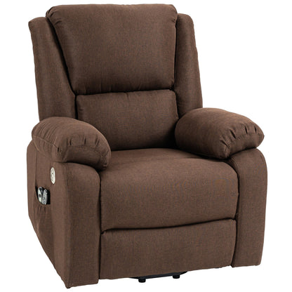 Reclining Lift Chair with Footrest, in Linen Effect Fabric, 87x92x105 cm, Coffee