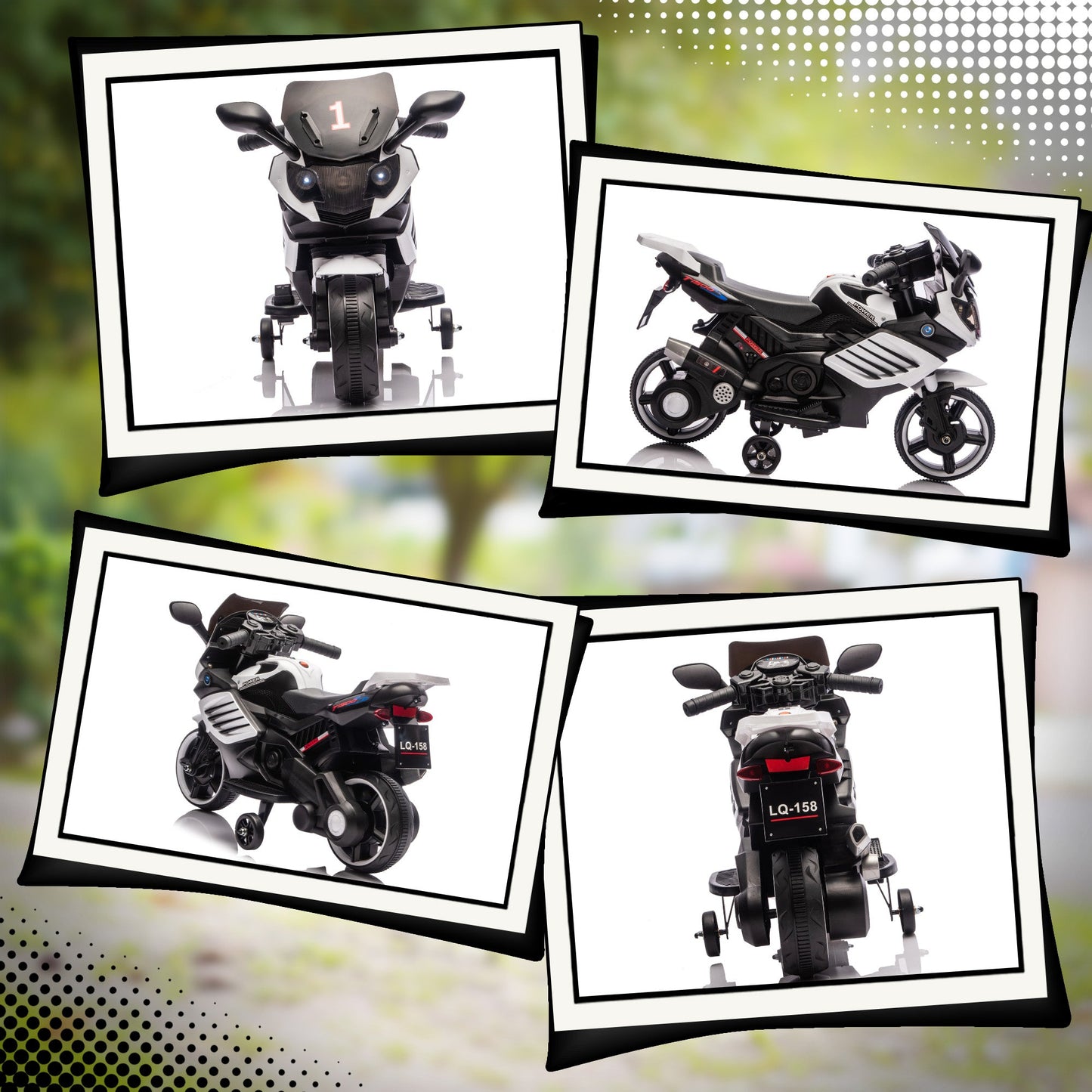 6V Electric Motorcycle for Kids with Removable Training Wheels, Headlights and Music, Ages 18-36 Months, White