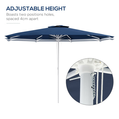 Adjustable Height Garden Umbrella in Metal and Polyester, Ø292x242 cm, Dark Blue