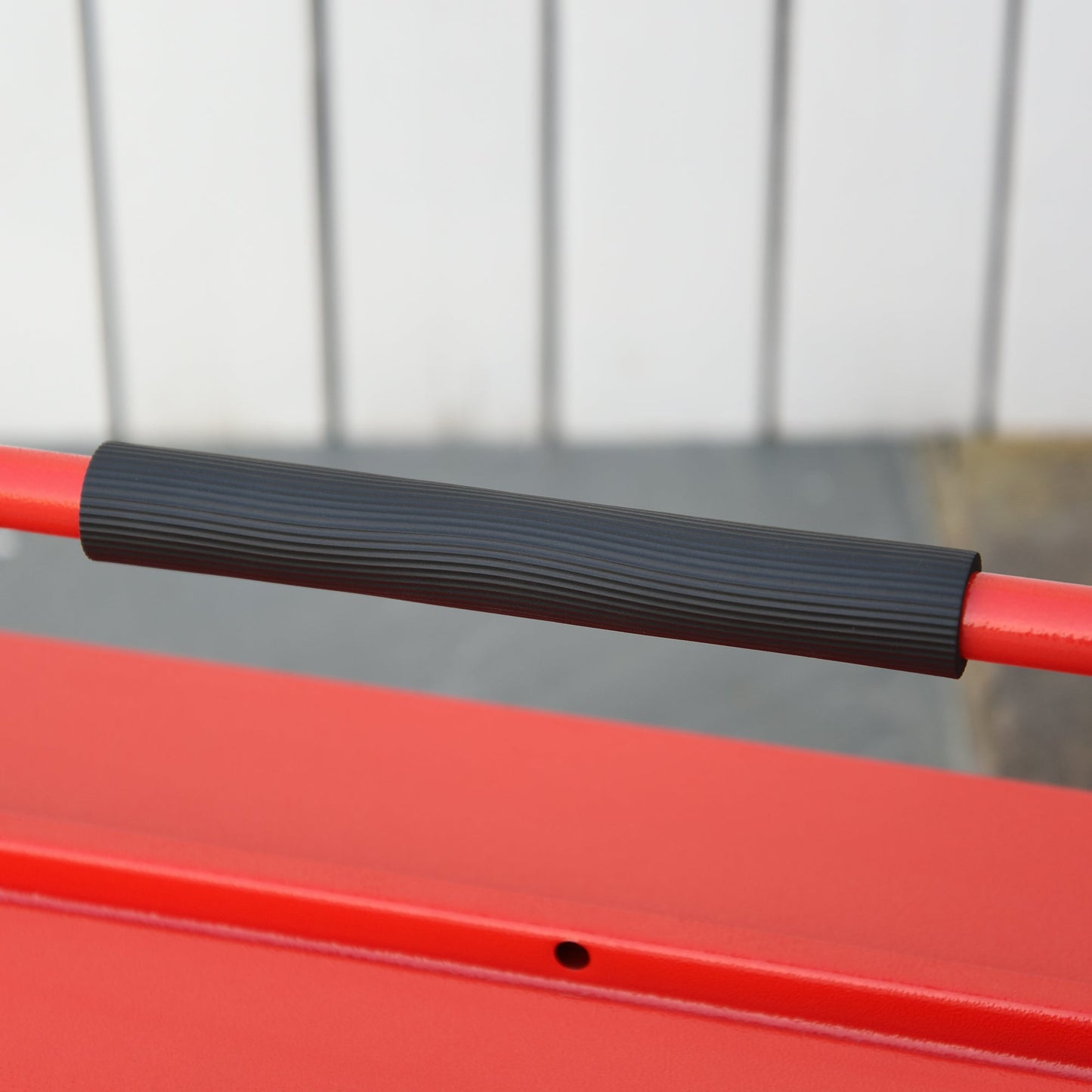 Folding Metal Tool Box with 5 Trays, 3 Shelves, Red