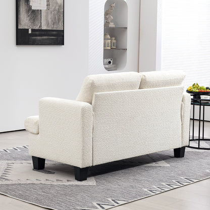 2 Seater Modern Chenille Sofa with Removable and Washable Cushions, 138x70x80 cm, Cream White