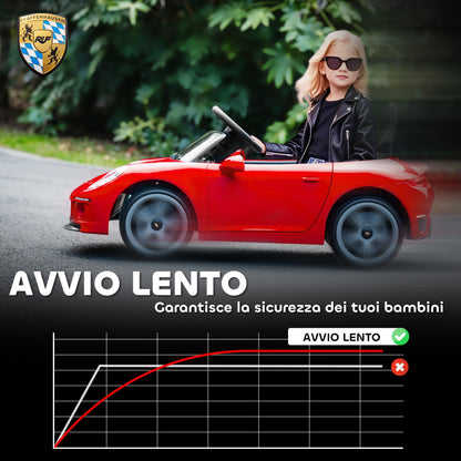 Officially Licensed RUF GT Ride-On Toy Car for Kids Ages 3-5, Remote Control, Seat Belt and Music, Red