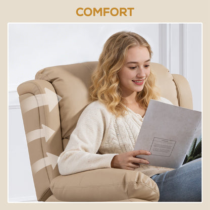 Reclining Relaxing Chair with 8 Massage Points, Heating and Footrest, 87x97x100 cm, Beige