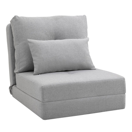 3-in-1 Sofa Bed, Convertible to a Chaise Longue and Floor Sofa with 2 Cushions, Light Grey