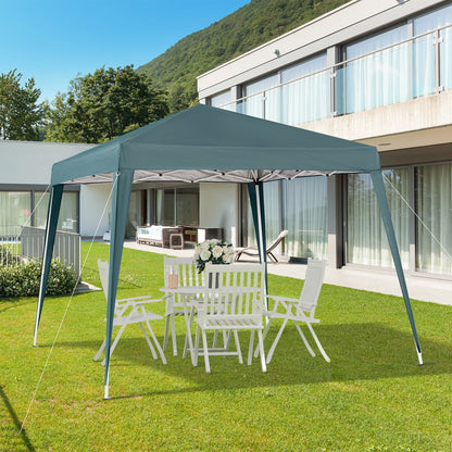 2.4x2.4m Folding Garden Gazebo with Steel Frame and Windproof Ropes, Green