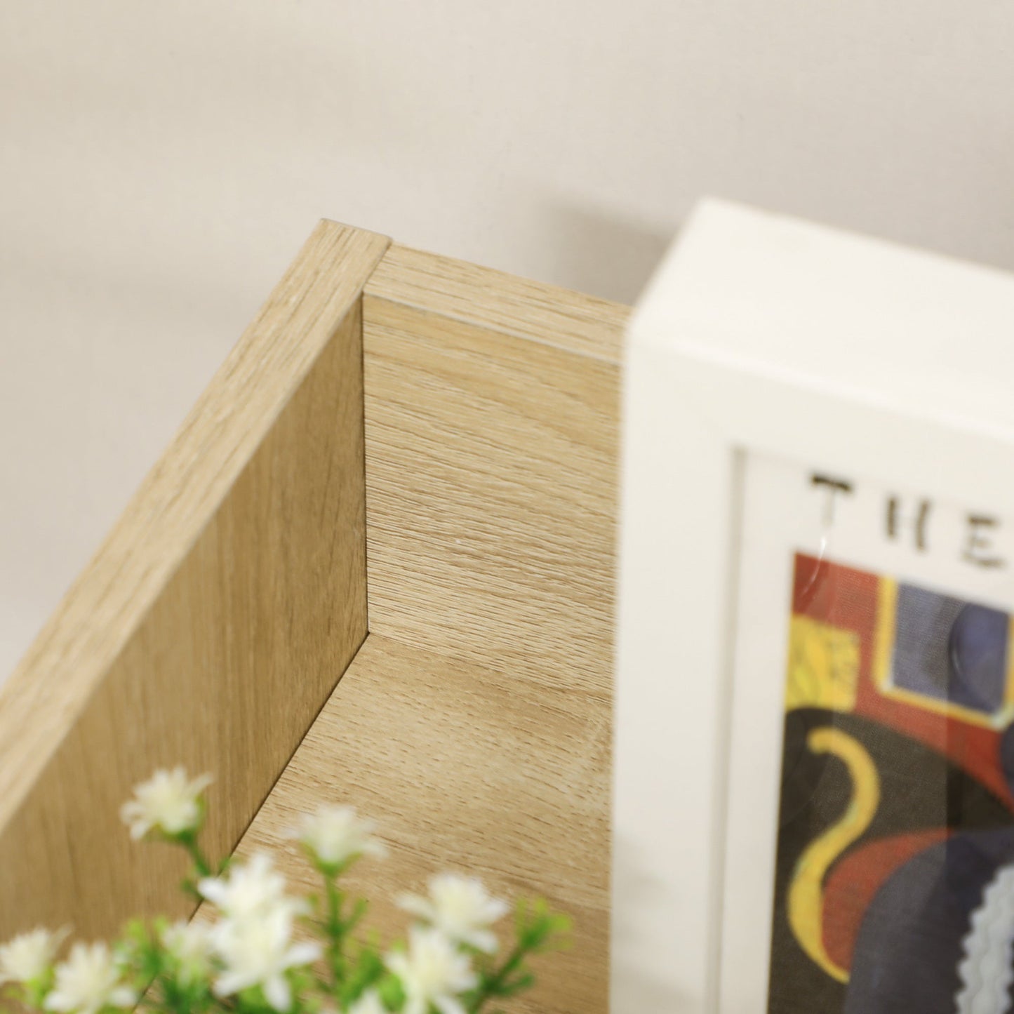 Wooden Office Chest with 4 Drawers, Wheels and Raised Edges, 40x36x65cm, Natural Wood