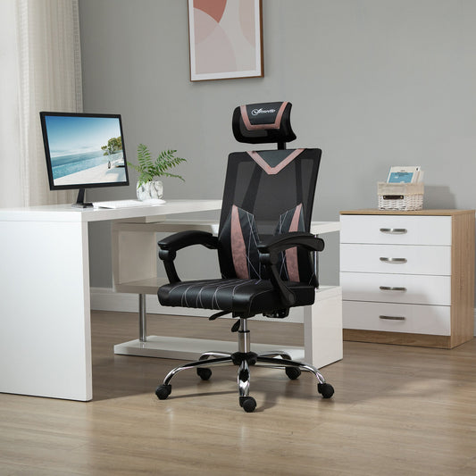 Ergonomic office chair with lumbar and cervical support, adjustable height and inclination, 58x62.5x112-120cm - black