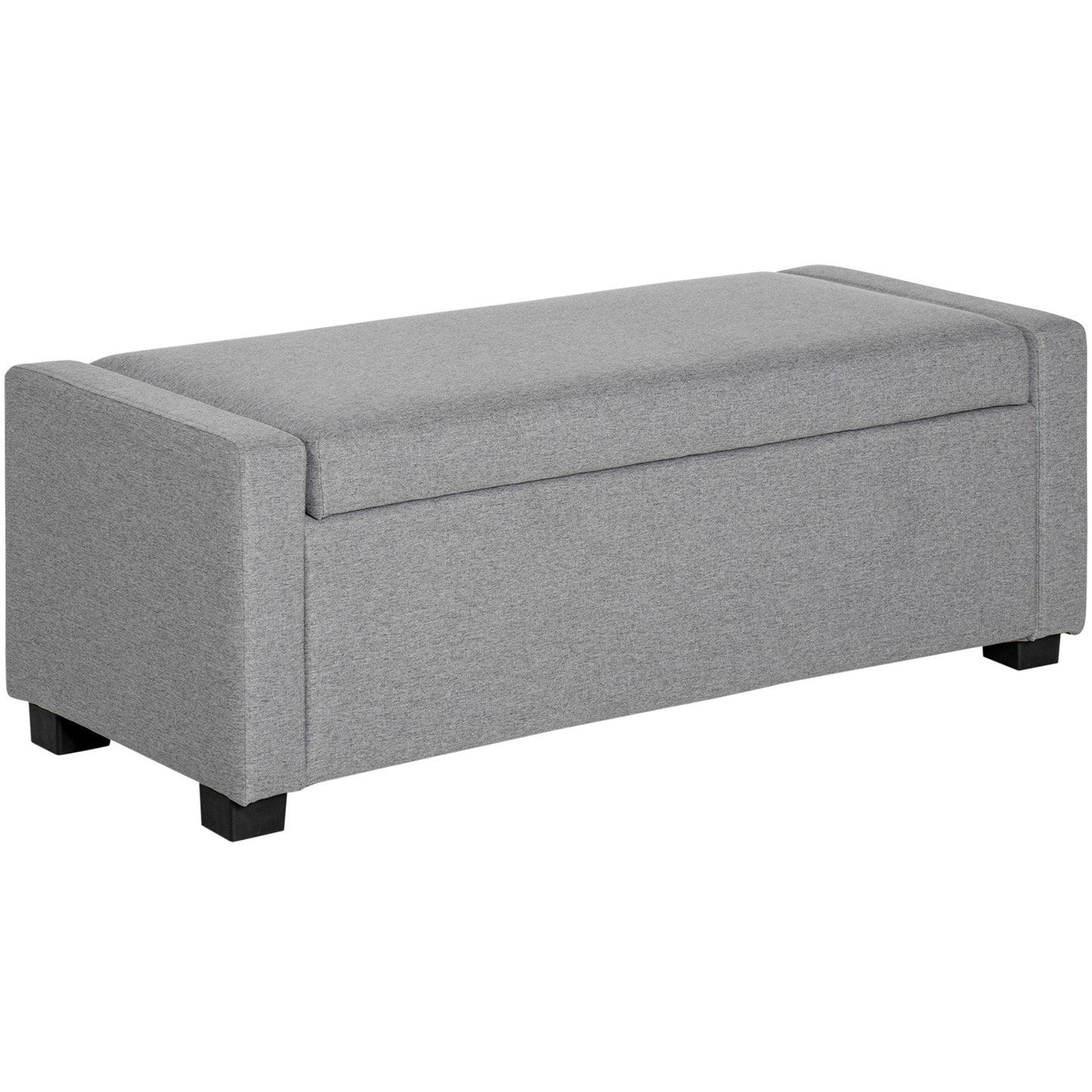 Fabric Bedside Bench with Storage Compartment, 120x50x44cm - Grey