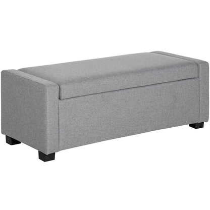 Fabric Bedside Bench with Storage Compartment, 120x50x44cm - Grey