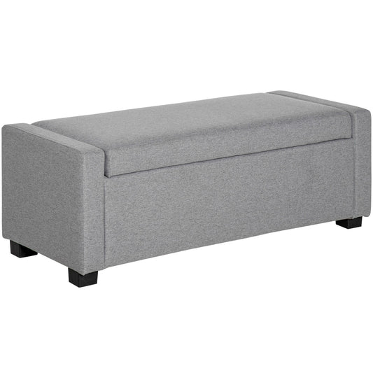 Fabric Bedside Bench with Storage Compartment, 120x50x44cm - Grey