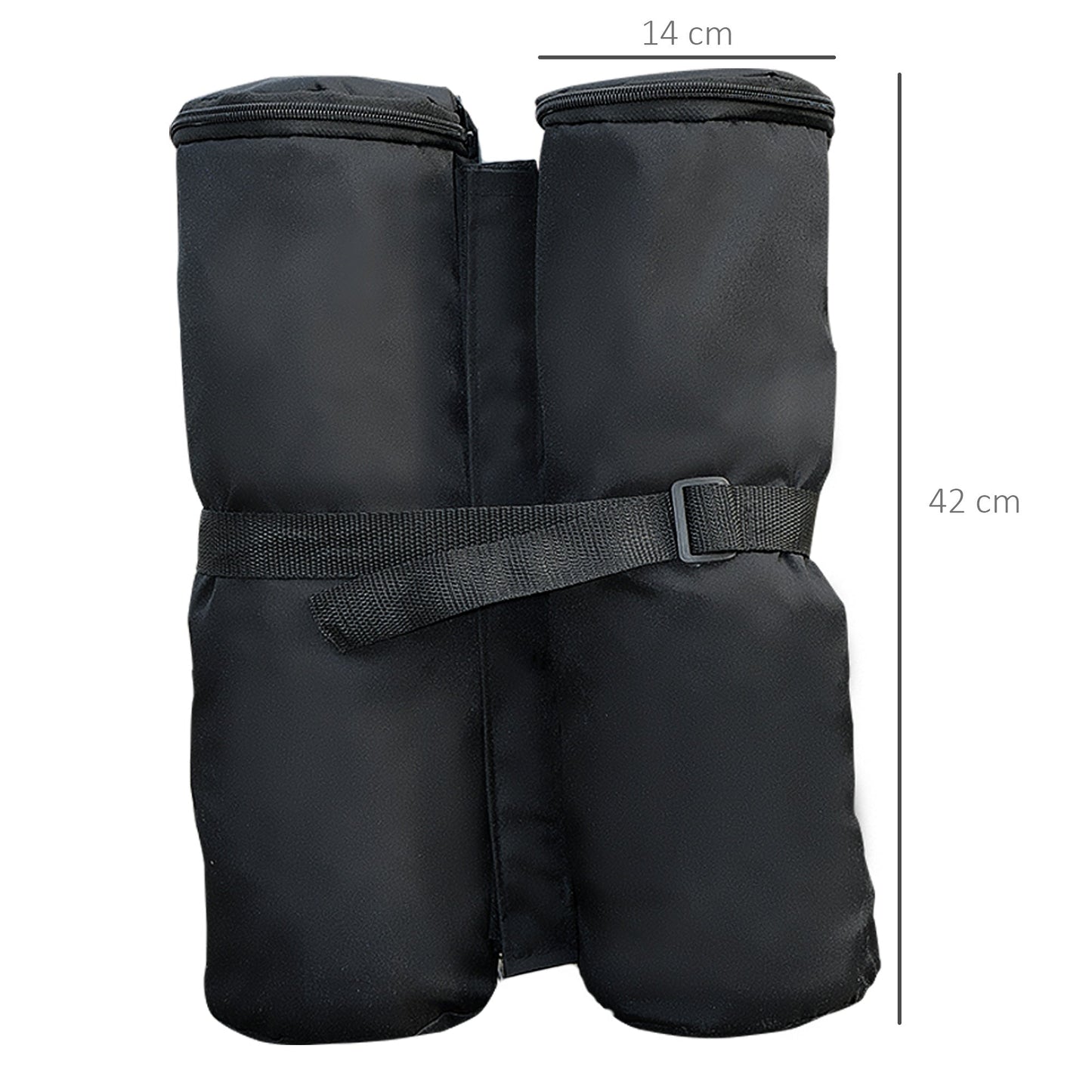Set of 4 Gazebo Weights in Waterproof Fabric to be Filled with 15kg of Sand or Gravel - Black