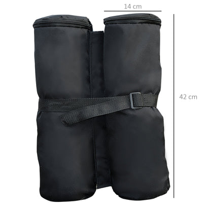 Set of 4 Gazebo Weights in Waterproof Fabric to be Filled with 15kg of Sand or Gravel - Black