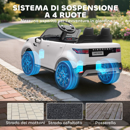 Electric Ride-On Toy Car for Kids, Land Rover License, with LED Headlights, Horn and Remote Control, 105x68.5x58 cm, White