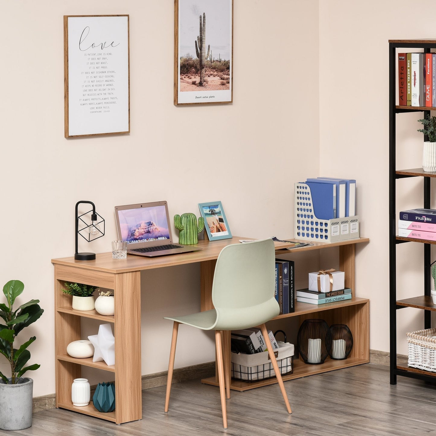 Multi -exposure angle desk with 5 shelves, wood, 120x110x74.5cm